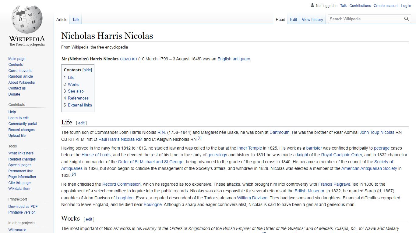 Nicholas Harris Nicolas - Wikipedia