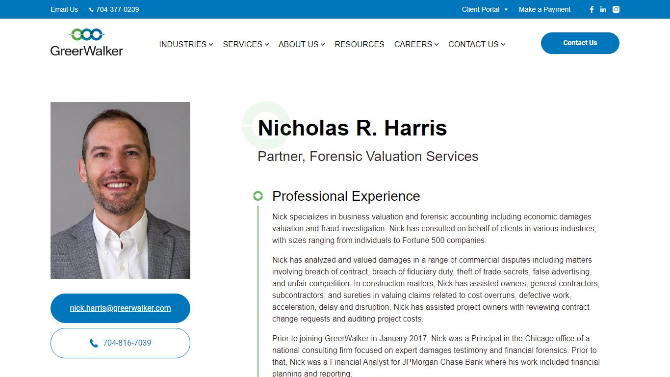 Nicholas Harris: Forensic Valuation Services Partner | GreerWalker